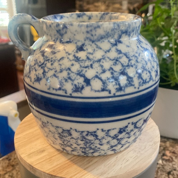 Prestige Place Blue Sponge Paint Bean Pot - Picture 2 of 9